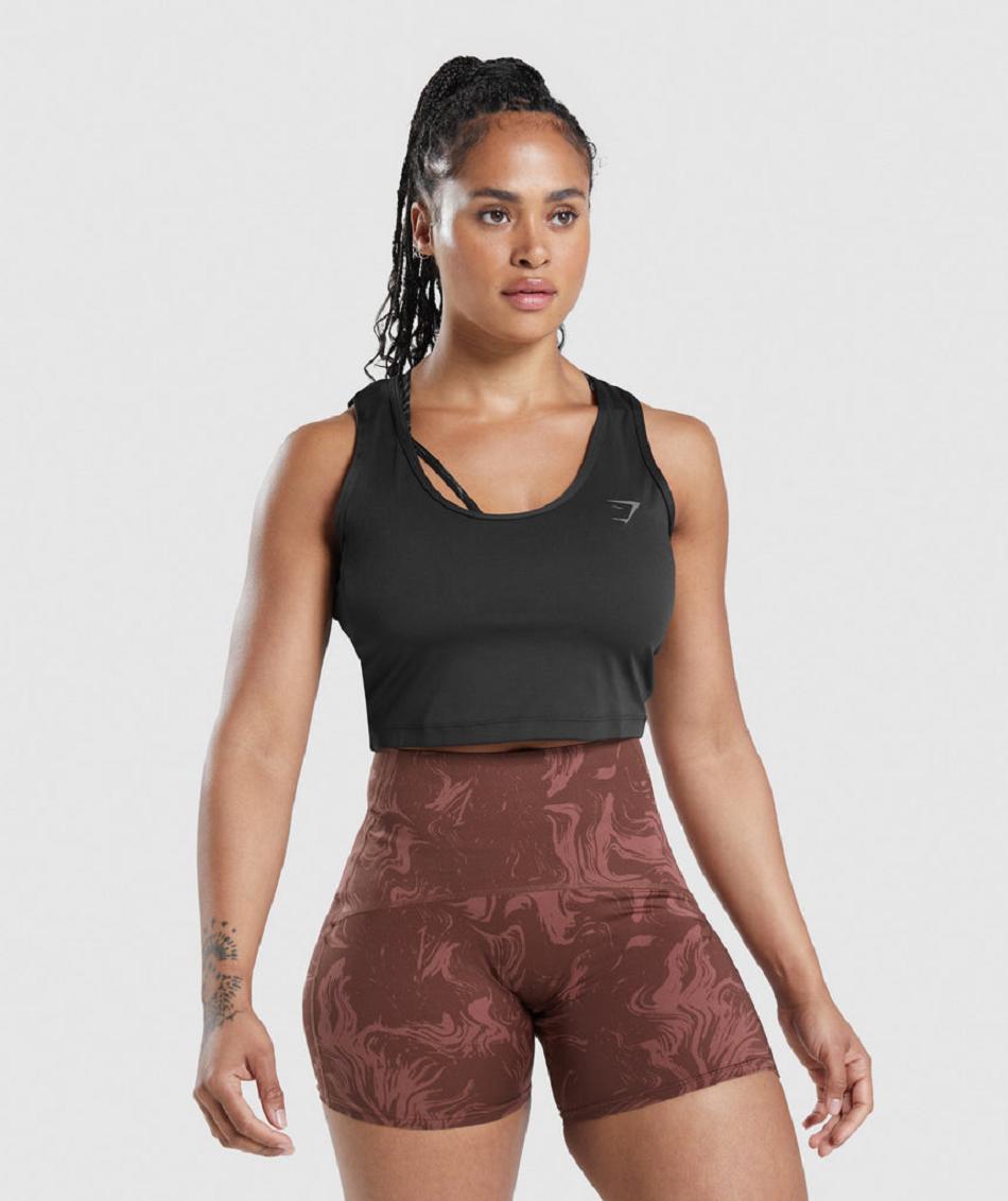 Gymshark Gs Power Open Back Cropped Ženske Majica Bez Rukava Crne | HR 3185YXF